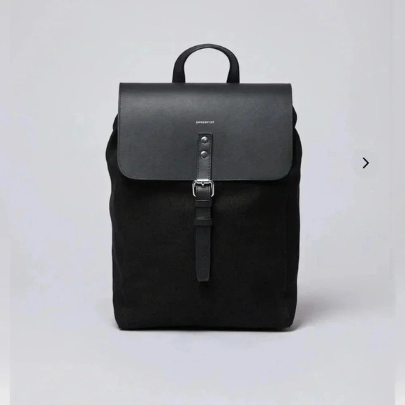 Sandqvist Alva Black with Black Leather BACKPACK - Picture 3 of 9